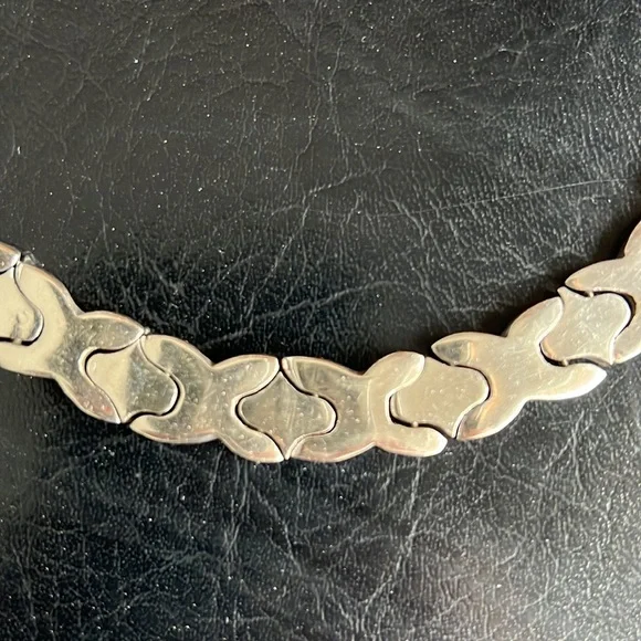 Mexican Sterling Silver Salvador Jualler Puzzle Collar Necklace Taxco 925 TJ-21 - Picture 5 of 13